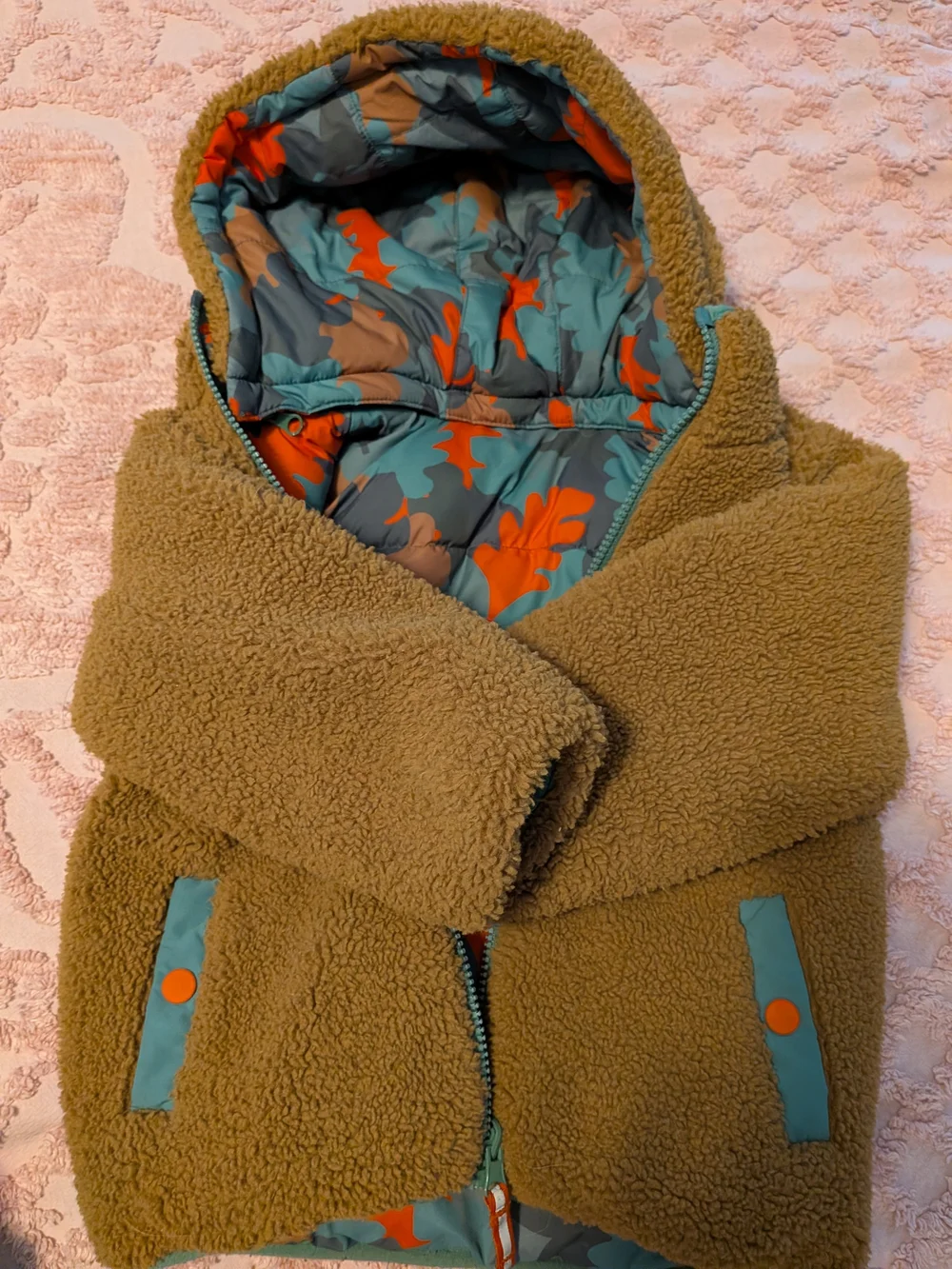 Mini Boded Reversible Puffer With Zipper Hood